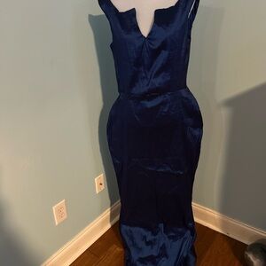 Handmade Elegant Blue Sleeveless Dress